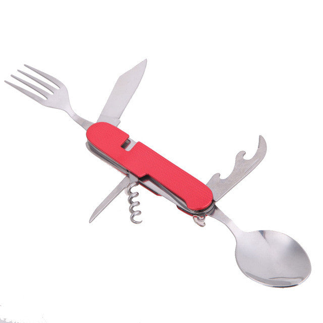 3 in 1 Stainless Steel Folding Spoon Fork Knife Tableware for Outdoor Camping Picnic Travel