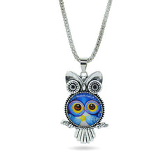 Cabochon Owl Necklace with Silver Chain ( Free )