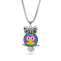 Cabochon Owl Necklace with Silver Chain ( Free )