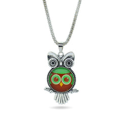 Cabochon Owl Necklace with Silver Chain ( Free )
