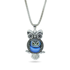 Cabochon Owl Necklace with Silver Chain ( Free )