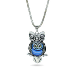 Cabochon Owl Necklace with Silver Chain ( Free )
