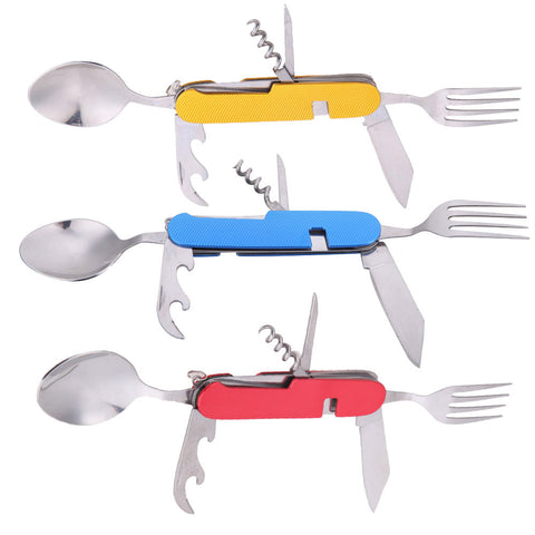 3 in 1 Stainless Steel Folding Spoon Fork Knife Tableware for Outdoor Camping Picnic Travel
